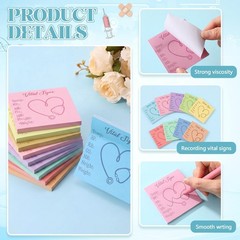 Saypacck 9 Pcs Vital Signs Sticky Notes Cute Self Stick 3 X 3 Inches, Macaron