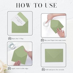 A7 Sage Green Envelopes 100 Pack, 5×7 V Flap Printable Envelopes for Invitati…
