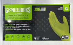 Gloveworks 8 mil Disposable HD Nitrile Gloves, Pack of 100, XLarge, Green