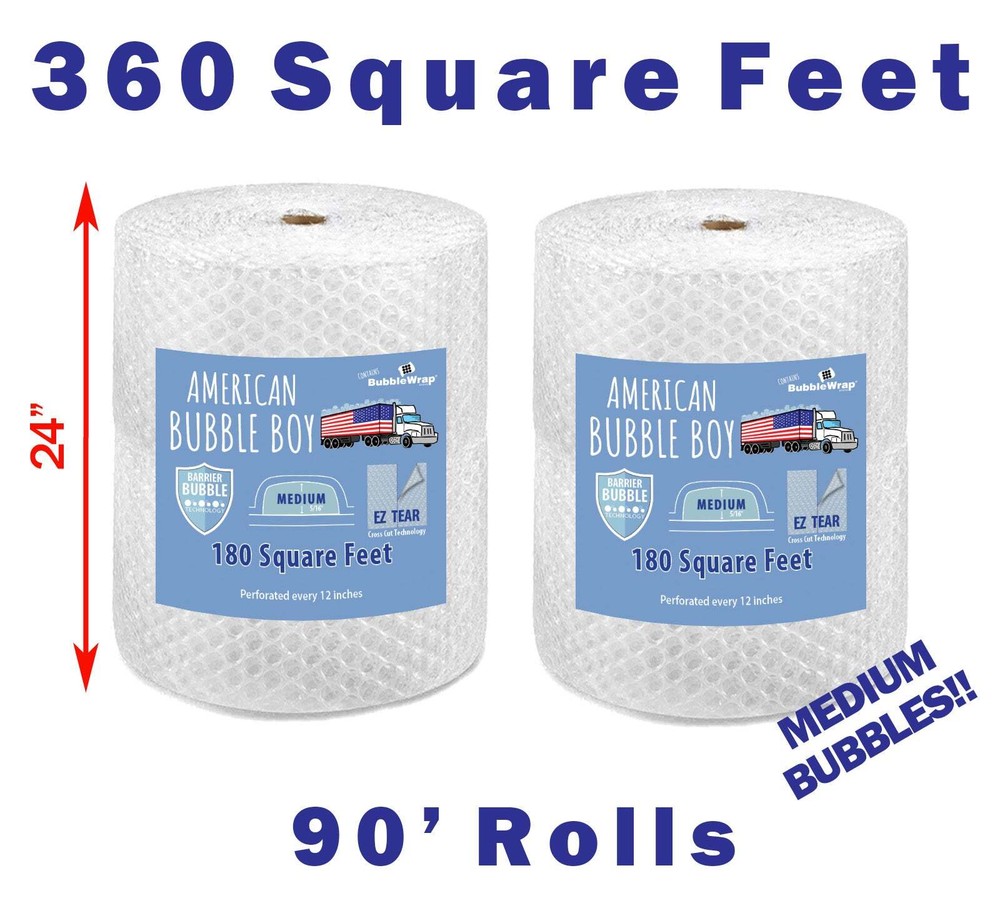 24″ Medium (5/16) American Bubble Boy Bubble Wrap – 360 Square feet