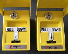 POTTER RMS-1T-WP-LP YELLOW HAZ MAT DUAL ACTION WEATHERPROOF PULL STATION 2 AVAIL