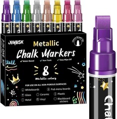 Liquid Chalk Markers for Blackboard, 8 Metallic Colors Washable Window Markers,