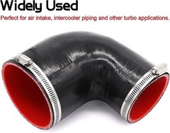 90 Deg 3in to 4in Silicone Elbow Coupler 4 Ply with 2 T-Bolt Clamps