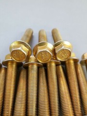 (25) M10-1.25 x 50 CL 10.9 Yellow & Zinc Hex Flange Screw Full Thread 1423-012
