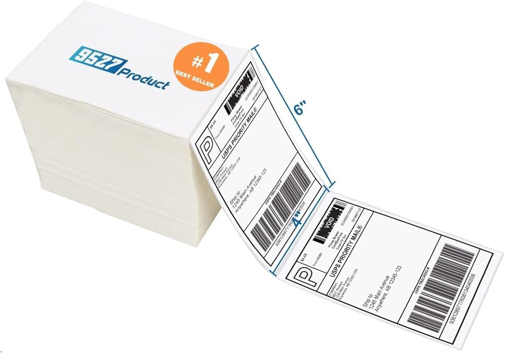 Fanfold4 x 6Direct Thermal Labels White Perforated Shipping Labels 500pcs,1Stack