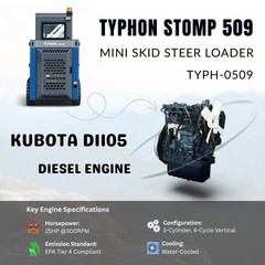USA Stocks TYPHON STOMP 509 25HP Kubota D1105 1.4 Ton EPA Skid Steer Loader