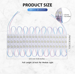 500 Pcs LED Module White 6500K 1.2W LED Storefront Waterproof Replacement Lights