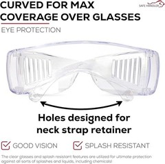 12Pcs Bison Life Diamont Clear Polycarbonate Vented Safety Over Glasses