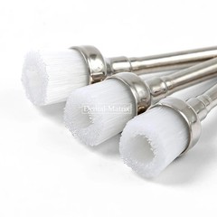 100 Pcs Dental White Nylon Brushes Latch Flat Polishing Polisher Prophy Brush