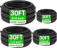 Wire Loom 1/4″, 3/8″, 1/2″, 3/4 Inch X 30 FT, Split Wire Loom Tubing Wire Condui