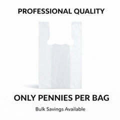 White T-Shirt Carryout Grocery Bags 1/6 Large 21×6.5×11.5 0.492 Mil