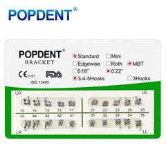 POPDENT Dental Orthodontic Metal Brackets MIM MBT/ROTH 022/018 345H Monoblock