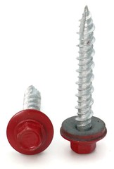#10 Hex Washer Head Roofing Screws Mechanical Galvanized | Crimson Red Finish