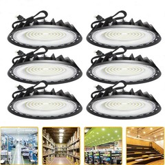 6 Pack 300W UFO Led High Bay Light Commercial Industrial Factory Light 90-277V