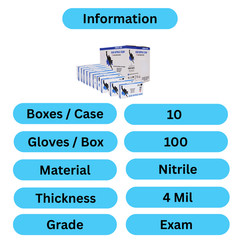 1000 Blue Nitrile Gloves 4 Mil Powder Free ( Non Latex Vinyl) 2XL