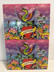 2x – Ed Hardy Lisa Frank Love Kills Slowly Peacock Design Hanging File Box RARE