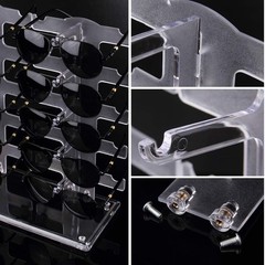Lamoutor 2 Row Sunglasses Rack Holder Glasses Display Stand Transparent Color