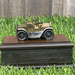 Vintage Metal Antique Car Business Card Holder Desk Decor Wood Base Hong Kong