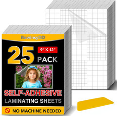 25 Pack Self Adhesive Laminating Sheets, 9 X 12 Inch, Clear Sticker Laminate ..