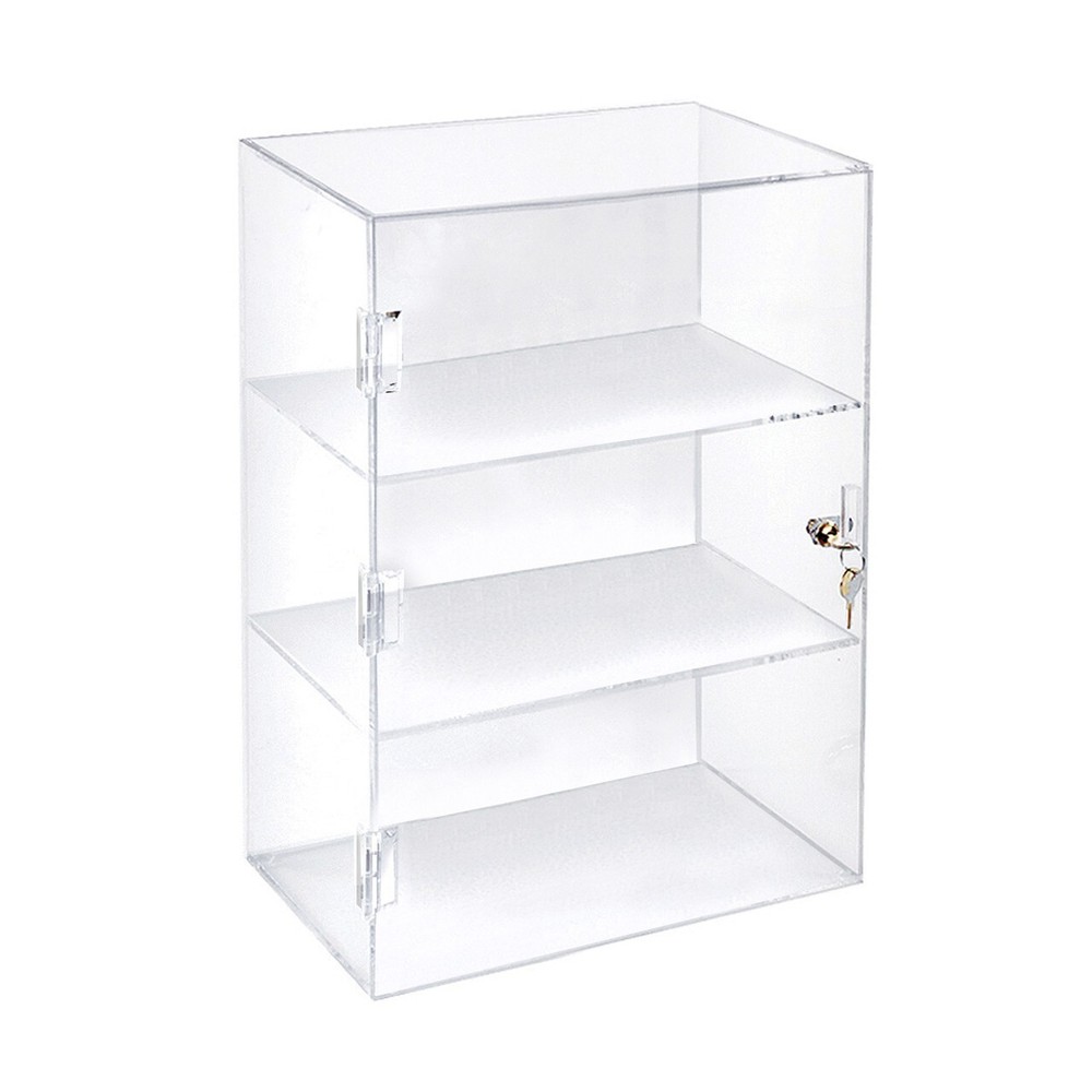 Azar Acrylic Lockbox Countertop Display Case w/ 3 Shelves 12.375″ Wide