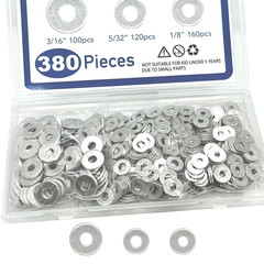 380-Pcs Aluminum Pop Rivet Washers Kit – 1/8, 5/32, 3/16 Inch Rivet Assortment