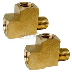 2 Pack 1/4″ NPT Solid Brass Branch Tee Fitting 3 Way W/ 2 Female & 1 Male Thread