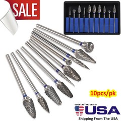 10 Pcs Dental Lab Tungsten Steel Carbide Burs Polishing Bur Drills HP 2.35mm