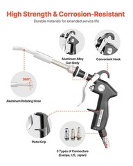 Vevor Car Cleaning Gun 6-9.2 Bar High-Pressure Air Blow Gun 2 Set Nozzles 360
