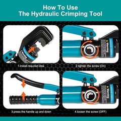 10 Tons Hydraulic Crimping Tool with 9 Dies – Battery Cable Crimper Tool & Wire