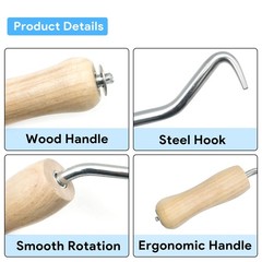 2 Pack Rebar Wire Twister with Wooden Handle, Manual Pull Tie Twister Tool fo…