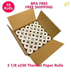 3-1/8″ X 230′ THERMAL PAPER RECEIPT ROLLS WHITE 50 ROLLS POS CASH REGISTER TAPE
