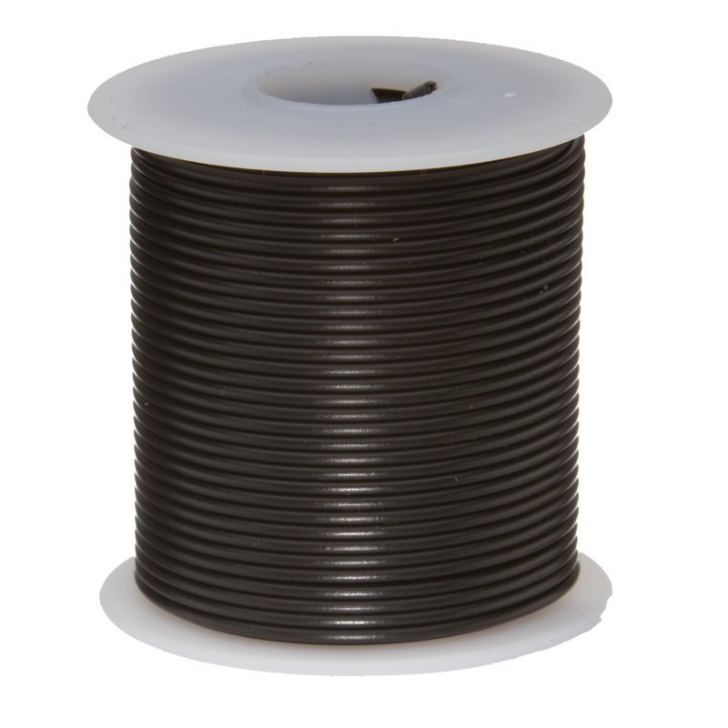 18 AWG Gauge Solid Hook Up Wire Black 25 ft 0.0403″ UL1007 300 Volts