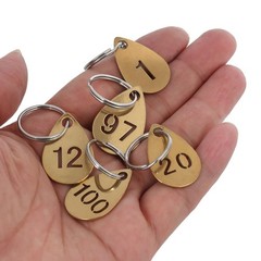 Key Tags with Numbers, Brass Droplet Shaped Key ID Tag, Metal Number Tags, Ke…