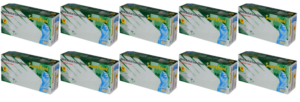SUNNYCARE BLUE NITRILE MEDICAL GLOVES – 8602 MED – CASE OF 10 BOXES (100/BOX)