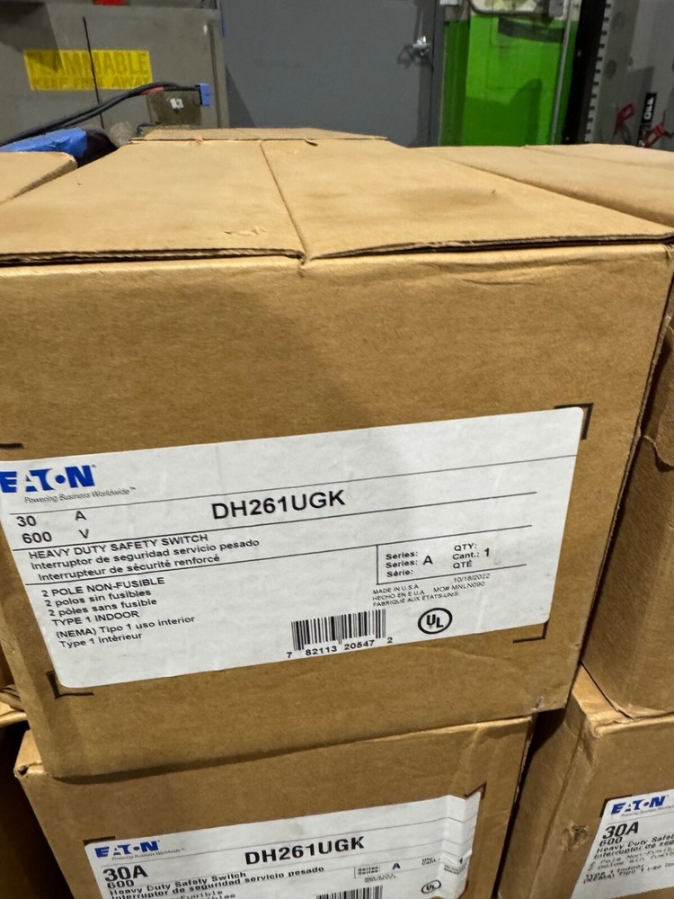 NEW DH261UGK 30 Amp 600V 1 PhASE SINGLENon Fused Safety Switch Disconnect