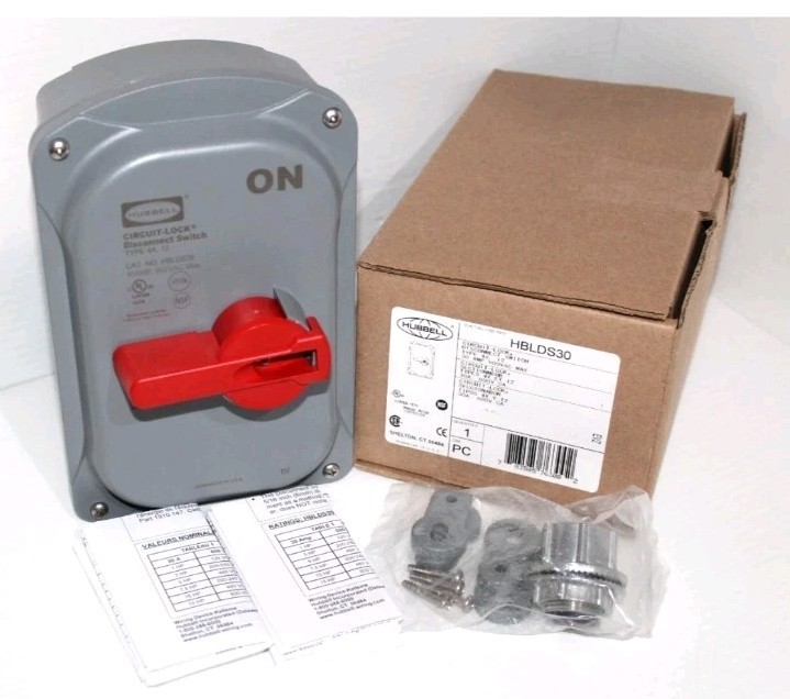 ⭐NEW IN BOX⭐ HUBBELL HBLDS30 CIRCUIT LOCK 30-Amp DISCONNECT SWITCH 600V 30A