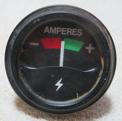 AMPERES Gauge, Red / Green lighted Steam Punk Altered Robot Art