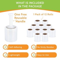 12 Rolls Down Gauge Narrow Banding Stretch Wrap 5″x1000′ 50 Ga Clear Shrink Film