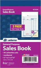 Adams General Purpose Sales Book, 2-Part, Carbonless, White/Canary, 3-11/32 x 5-