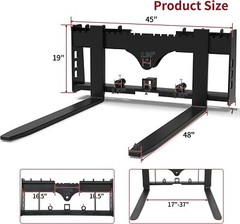 48″ 4000lbs Pallet Fork Frame W/ 48″ Blades Attach for Skid Steer Tractor Heavy