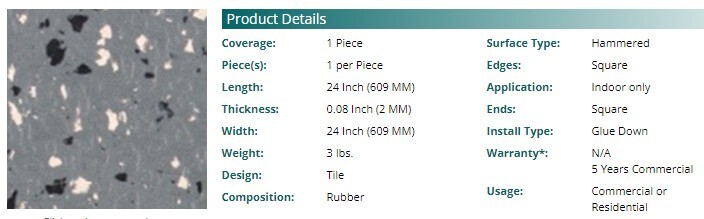 Roppe Non Static ESD Rubber floor 24×24 tile Color 410 Merrengo with glue 