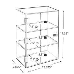 Azar Acrylic Lockbox Countertop Display Case w/ 3 Shelves 12.375″ Wide