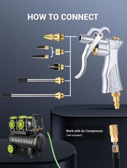 JASTIND Industrial Air Blow Gun with Brass Adjustable Flow Nozzle and 2…
