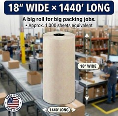 Compact 1440′ Long White Newsprint Roll – Ideal for Safe Packing & Storage