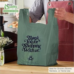 12×6.5×22 Inches Green Plastic Shopping Bags for Grocery Takeout Retail 320 Pcs