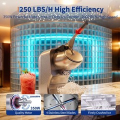 Commercial Ice Shaver Crusher 250 Lbs/Hr Electric Snow Cone Maker 350W 2000RPM