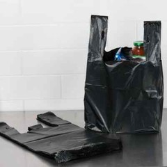 T-Shirt Plastic Grocery Store Shopping Carry Out Bags Black 100 ct-FREE GIFT INC
