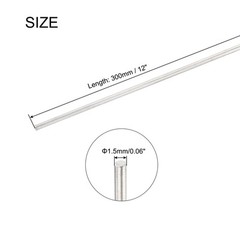 10Pcs 1.5mm x 300mm Stainless Steel Round Rod Metal Solid Shaft Rods Lathe Bar