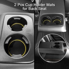 Cup Holder Insert for Center Console Mat Non-Slip Door Pocket Li Color: Yellow