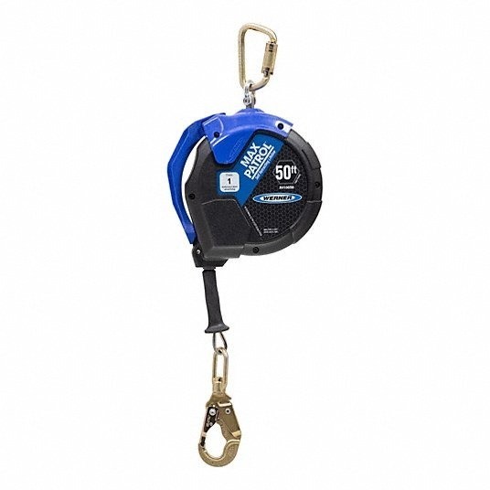 Werner R410050 400 lb Capacity 50′ L Steel Carabiner Self-Retracting Lifeline